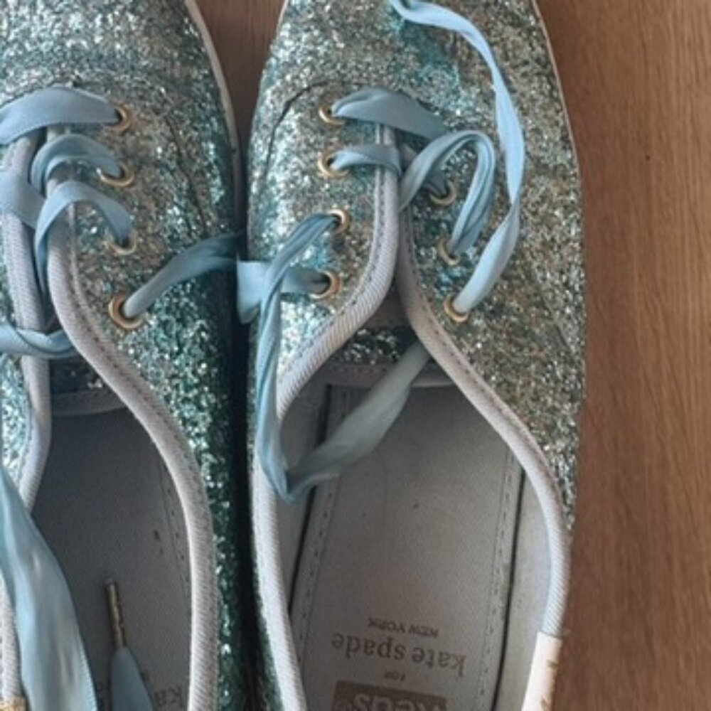 ** Keds x Kate Spade Blue Glitter Sneaker Womens 7 - Picture 5 of 8